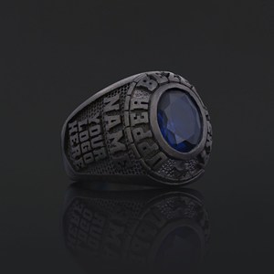 Bague d'École BOJ 018 Personnalisée en Argent et Diamant, Bague de Diplôme Universitaire Unisexe, Cadeau pour Fêtes et Occasions Spéciales, Prix Bas - Product Image 1