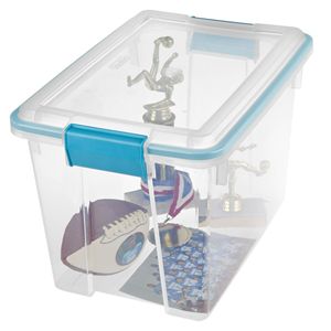 Contenitori e Scatole di Plastica da 20 Quarti, Contenitore Trasparente Resistente alle Intemperie con Coperchio a Chiusura, Blu, Confezione da 6 - Product Image 3