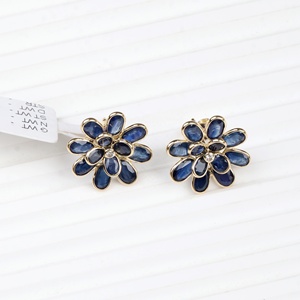 Boucles d'oreilles pendantes pour femme en or jaune massif 18 carats avec saphir bleu naturel précieux, faites à la main, bijoux classiques, cadeau de fête - Product Image 4