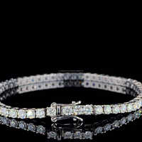 3mm Lab Grown Diamond DEF Tennis Bracelet VVS Clarity 925 Starling Silver Cuff Links or Tie Clips Bridal Wedding Gift for Her