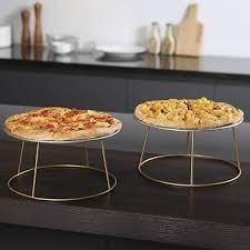 Unique design Metal <b>Pizza</b> Stand Round <b>Shape</b> Rose Gold Frame Black Tray For Tableware Hotel Restaurant Cafe Use - Product Image 4