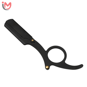 Rasoir de barbier professionnel doré de haute qualité avec manche pliable en acier inoxydable, rasoir droit OEM en gros - Product Image 2