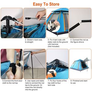 Tenda da Campeggio Pop-Up Portatile per 4-5 Persone, Montaggio Istantaneo, 2 Finestre con Zanzariere per Escursionismo e Attività all'Aperto - Product Image 6