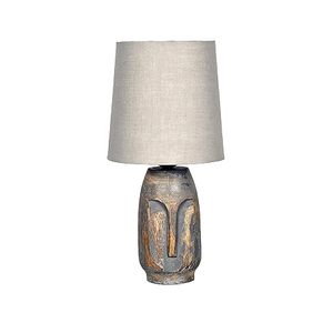<b>Rustic</b> Wood <b>Table</b> Lamp Linen Shade Teardrop Base <b>Bedside</b> Night Light Farmhouse Home Decor - Product Image 1