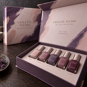 Caja de Embalaje Magnética Tipo Libro para Colección de Esmaltes de Uñas VIOLETTE Personalizada - Product Image 4