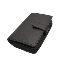 Dompet Wanita Panjang Kulit Asli Halus Full Grain, Tempat Koin, Tempat Kartu, Anti RFID, Dompet Mewah dengan Ritsleting dan Kancing Penutup