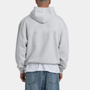 Custom <b>Men</b> Winter Hoodie <b>Grey</b> Cotton <b>Fleece</b> Pullover Streetwear Plain Dyed Sportswear Sialkot Factory Direct Premium Export - Product Image 2