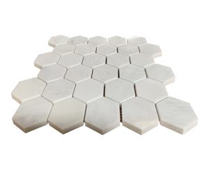 Mosaico hexagonal de 2 pulgadas, mármol cristal y blanco lechoso, estilo minimalista moderno para pared interior de baño. - Product Image 3