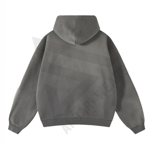 Nouveau sweat à capuche zippé épais 100 % coton délavé en molleton bouclette pour homme, coupe ample et vieillie - Product Image 2
