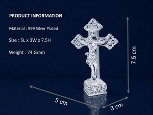 Idole de Jésus plaquée argent 999 de Jaipur Metals |   Statue chrétienne 100% en laiton |   5 x 3 x 7,5 cm |   74 g |   Cadeau religieux - Product Image 3