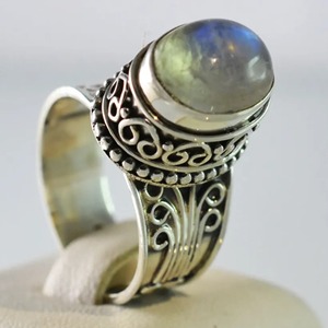 Blue Fire Rainbow Moonstone <b>Ring</b> 925 Sterling <b>Silver</b> Handmade <b>Statement</b> Promise <b>Ring</b> for Women Boho Oval June Birthstone Jewelry - Product Image 3