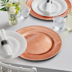 Assiette de service ronde en cuivre artisanale, parfaite pour la maison, les hôtels, les mariages, la vaisselle de table et les plats. En solde. - Product Image 2