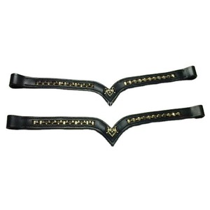 Diadema de cuero premium para caballo con diseño en V, canal vacío y decoración de cristal, fabricante de accesorios ecuestres - Product Image 1