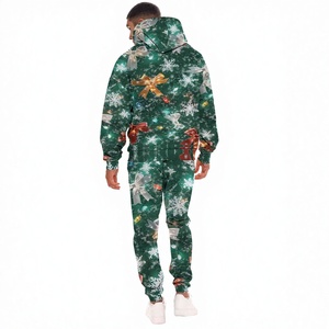 Chándal navideño estampado para hombre, con capucha, largo completo, de poliéster, informal, para invierno, con diseño de copo de nieve y lazo. - Product Image 4