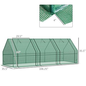 Mini serre portable pour jardin extérieur 9 x 3 x 3 avec grandes portes zippées et couverture UV/PE verte - Product Image 3