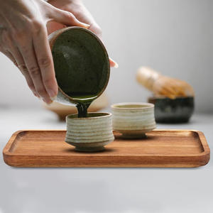 Lot de 2 plateaux de service carrés en bois d'acacia Plateaux en bois naturel pour biscuits Apéritifs Dessert Snacks et présentoir de nourriture de cuisine - Product Image 5