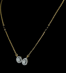 Collar Minimalista con Doble Colgante de Diamantes Cultivados en Laboratorio, en Oro, Corte Redondo y Pera, con Halo, Joyería Fina - Product Image 2