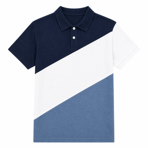 Polo Personalizado para Hombre con Bloques de Color, Panel Diagonal, Algodón Piqué Transpirable, Corte Ajustado, Manga Corta, Camiseta Casual de Golf para Verano - Product Image 1