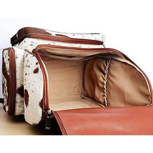 Mochila de Cuero Vacuno con Flecos, Estampado Animal, Estilo Bohemio, 15 Pulgadas, Múltiples Bolsillos, Unisex - Product Image 6