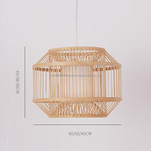Wholesale Woven Natural Rattan <b>Lampshade</b> Modern French Minimalist Handmade Eco-Friendly <b>Hanging</b> Ceiling Lamp Home Decor Living - Product Image 2