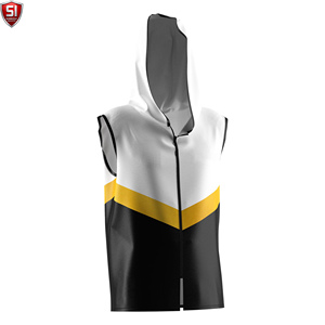 Al por mayor SUMROOS Bata de boxeo sin mangas con capucha para hombre, para entrenamiento de gimnasio y MMA, ajuste muscular, talla XL, logotipo personalizado, ropa deportiva transpirable - Product Image 6