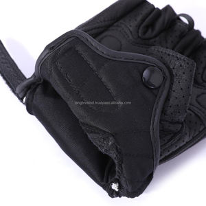 Guantes de Motocicleta de Medio Dedo Antideslizantes con Ajuste Seguro, Correa Ajustable, Protección de Palma de Cuero, Impermeables, Transpirables, para Gimnasio y Deportes - Product Image 5