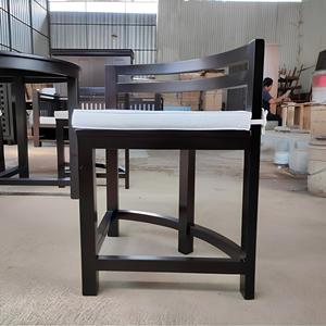Chaise de bar moderne rembourrée en bois massif avec accoudoirs fixes, siège de comptoir pour hôtel, restaurant, maison, cuisine, bars - Product Image 4