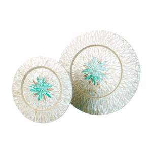 Ensemble de plateaux de service ronds de luxe faits à la main avec incrustations de nacre pour le Ramadan, l'Aïd, les chocolats, les dattes, les gâteaux, cadeau en gros - Product Image 1