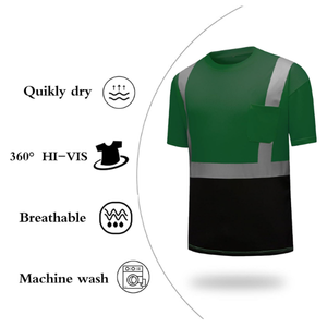 เสื้อก่อสร้างสะท้อนแสงแขนสั้นสำหรับคนงานก่อสร้าง ผ้าโพลีเอสเตอร์ 100% คุณภาพสูง ขายส่ง - Product Image 3