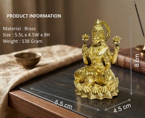 พระลักษมีจี ทำจากทองเหลืองแท้ 100% ขนาด 5.5 × 4.5 × 8 ซม. น้ำหนัก 138 กรัม เหมาะสำหรับพิธีบูชา วัด ตกแต่งบ้าน และเป็นของขวัญ - Product Image 2