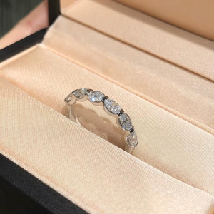 Moissanite Oval Cut Diamond Promise Half Band <b>Ring</b> For Women's original 925 Silver For Wedding Surprise Gift For Lovers - Product Image 1