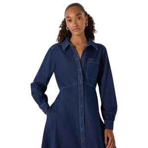 Vestido Camisero de Mezclilla para Mujer, Manga Larga, Informal, de Algodón, Fabricante Mayorista de Moda - Product Image 4