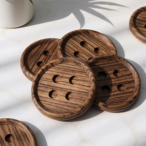 Wooden Button Shape <b>Coaster</b> For Drinks <b>Table</b> Protection Everyday Use Adds Cute And Stylish Decorative Touch To <b>Table</b> From India - Product Image 1