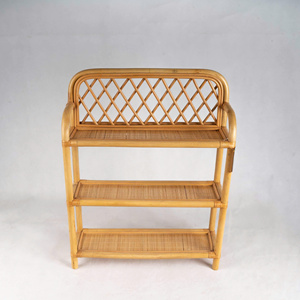 Handcrafted Natural Rattan Standing 3-Tier Clothing Storage <b>Shelf</b> Bamboo <b>Rack</b> Rectangular Shape Bathroom Living Room Organizer - Product Image 4