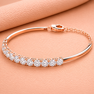 Elegante Pulsera de Diamantes de Corte Redondo, Brazalete Ajustable en Oro Amarillo, Blanco y Rosa, Joyería Nupcial de Lujo para Mujer, Regalo - Product Image 1