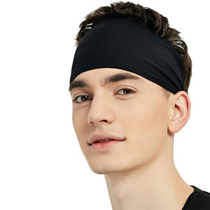 Black Simple Non-Slip Sweatband Headband 4.5cm Wide Breathable Elastic Yoga Tennis All Seasons Universal Fit Solid Color Knitted - Product Image 1