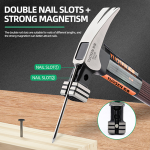 Martillo Magnético Doble en V con Mango Aislado y Garra Cuadrada para Carpintería - Unión de Clavos con Doble Ranura para Clavos OEM - Product Image 5