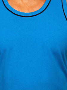 Mens Blue Contrast Piping Tank Top <b>Athletic</b> Sports Vest for Gym Workout Training Running and Summer Wear 2026 - Product Image 4