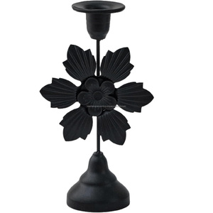 Soporte de Mesa Botánico de Aluminio Fundido al por Mayor • Centro de Mesa con Motivo Floral Negro - Product Image 2