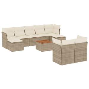 Juego de Sofás Modulares de Jardín de 10 Piezas en Poliratán Beige, Muebles de Exterior Cómodos y Elegantes - Product Image 2