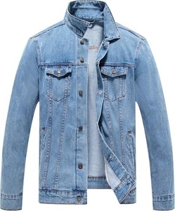 Veste en jean pour homme avec col en velours côtelé, coton délavé, coupe décontractée, col rabattu, simple boutonnage, style automne - Product Image 5