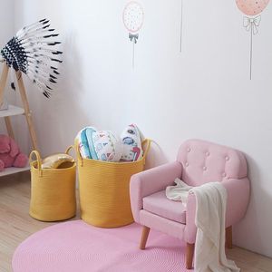 Cestino per bambini con manico robusto in tessuto di corda di cotone grande - Product Image 3