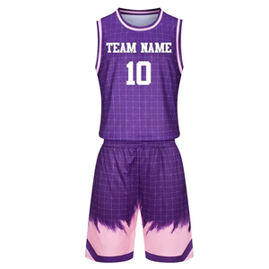 Ensembles d'uniformes de basket-ball personnalisés pour garçons, entièrement imprimés par sublimation, dernier design, haute qualité, 100% polyester, sans manches, col en V - Product Image 2