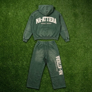 Conjunto de chándal de dos piezas para hombre, con sudadera con capucha y cremallera, y pantalones deportivos de pierna ancha, estilo streetwear. - Product Image 6