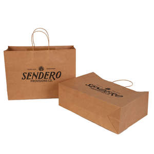 Sacs en papier kraft brun écologiques, durables, biodégradables, de luxe, avec logo personnalisé, pour les promotions des supermarchés - Product Image 3
