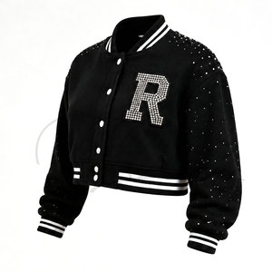 Wholesale Custom TELLUS APPAREL Women's Breathable Wool Varsity <b>Jackets</b> Solid Baseball <b>Jackets</b> Autumn Winter Wear OEM - Product Image 3