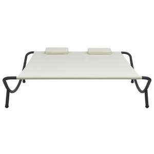 Cama de salón de tela Crema para tomar el sol - Product Image 2