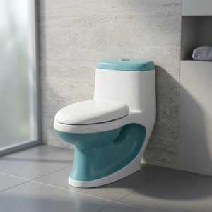 WC monobloc en céramique à chasse directe, design de luxe, à poser au sol, avec siphon en P pour salle de bain - Product Image 5