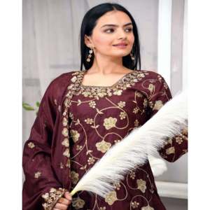 Mono de fiesta bordado con Secuencia de diseñador, elegante traje Sharara para ocasiones especiales - Product Image 4