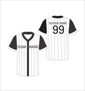Maillot de baseball personnalisé pour homme, noir et blanc rayé, col en V, manches courtes, impression sublimée, polyester respirant, coupe classique - Product Image 6